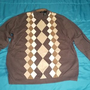 Axcess dress sweater brown diamond pattern XL